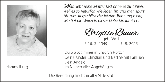 Anzeige von Brigitte  Bauer von MGO