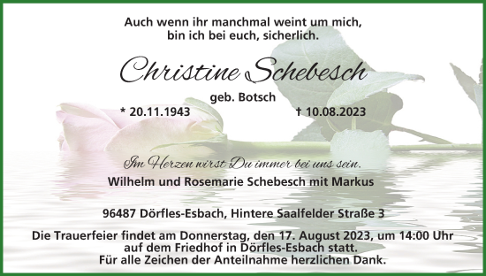 Anzeige von Christine Schebesch von MGO