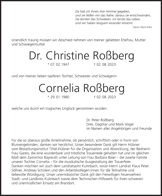 Anzeige von Cornelia Roßberg von MGO