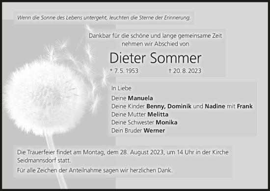 Anzeige von Dieter Sommer von MGO
