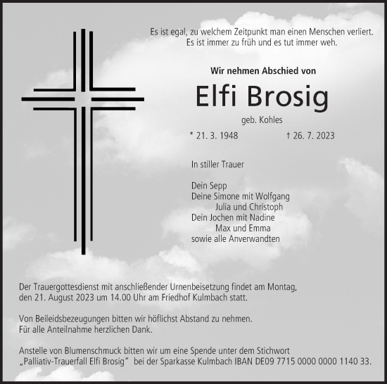 Anzeige von Elfi Brosig von MGO