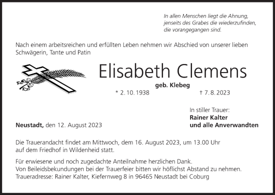 Anzeige von Elisabeth Clemens von MGO