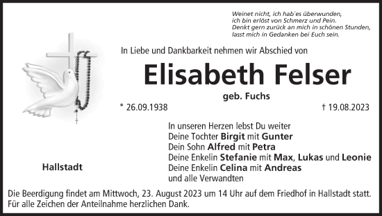 Anzeige von Elisabeth Felser von MGO