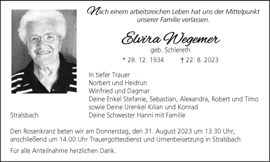 Anzeige von Elvira Wegemer von MGO