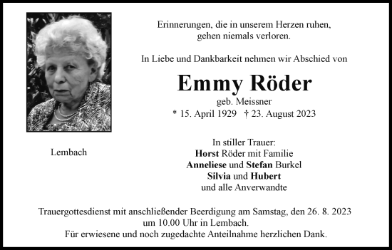Anzeige von Emmy Röder von MGO
