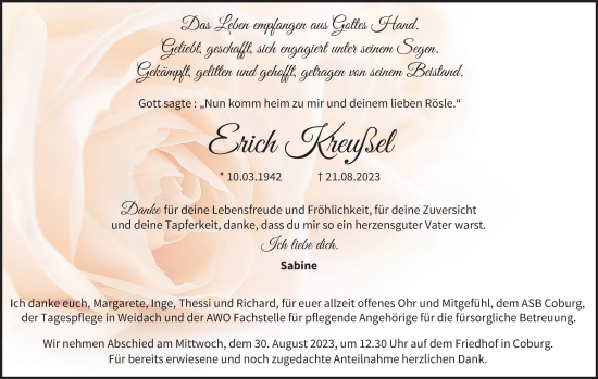 Anzeige von Erich Kreußel von MGO