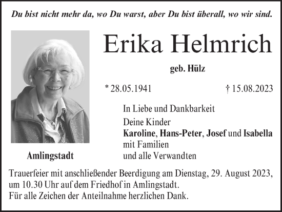 Anzeige von Erika Helmrich von MGO