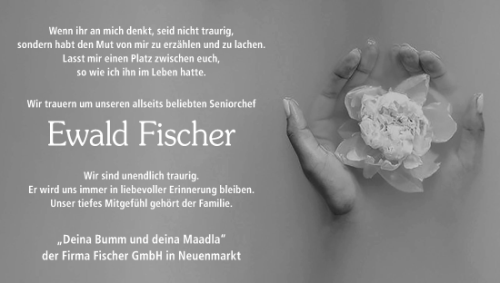 Anzeige von Ewald Fischer von MGO