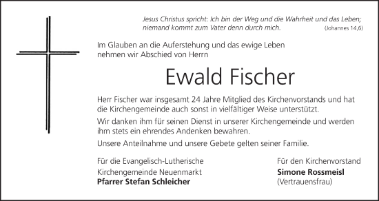 Anzeige von Ewald Fischer von MGO