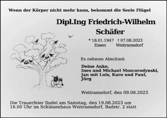 Anzeige von Friedrich-Wilhelm Schäfer von MGO