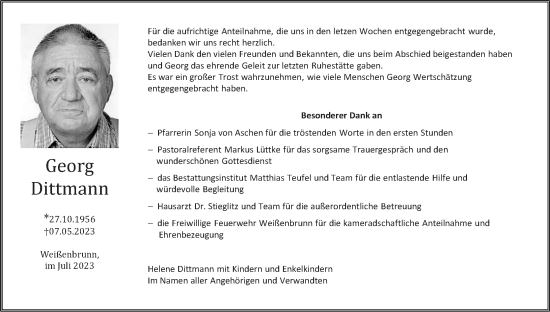 Anzeige von Georg Dittmann von MGO