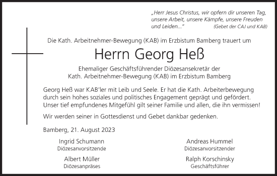 Anzeige von Georg Heß von MGO