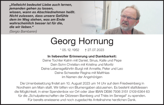 Anzeige von Georg Hornung von MGO