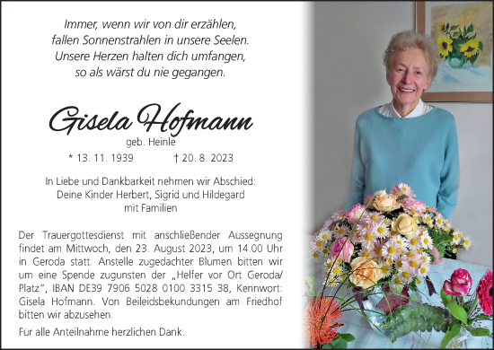 Anzeige von Gisela Hofmann von MGO