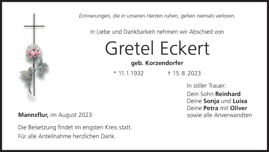 Anzeige von Gretel Eckert von MGO