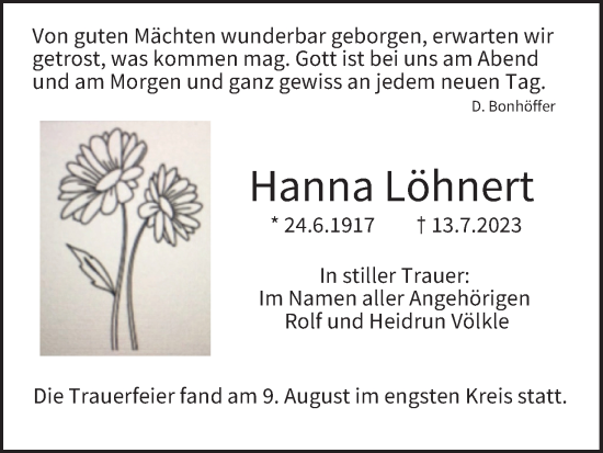 Anzeige von Hanna Löhnert von MGO
