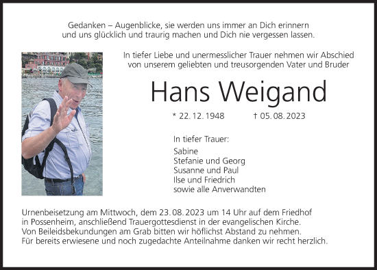 Anzeige von Hans Weigand von MGO