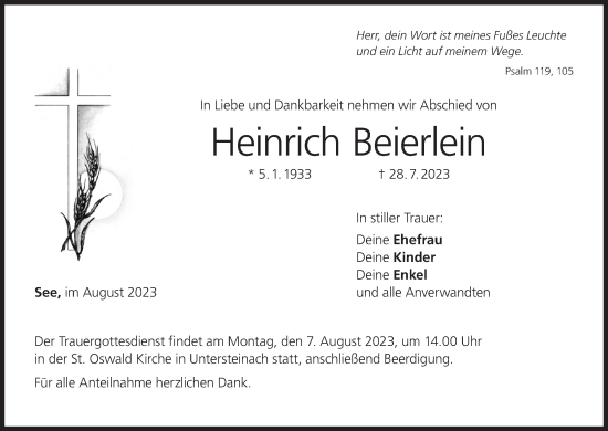 Anzeige von Heinrich Beierlein von MGO