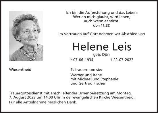 Anzeige von Helene Leis von MGO
