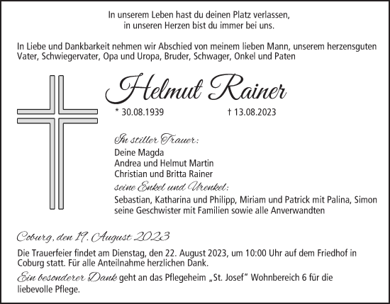 Anzeige von Helmut Rainer von MGO