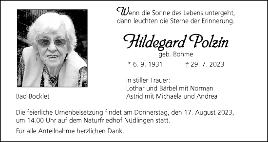 Anzeige von Hildegard Polzin von MGO