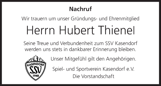 Anzeige von Hubert Thienel von MGO