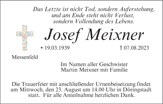 Anzeige von Josef Meixner von MGO