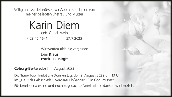 Anzeige von Karin Diem von MGO