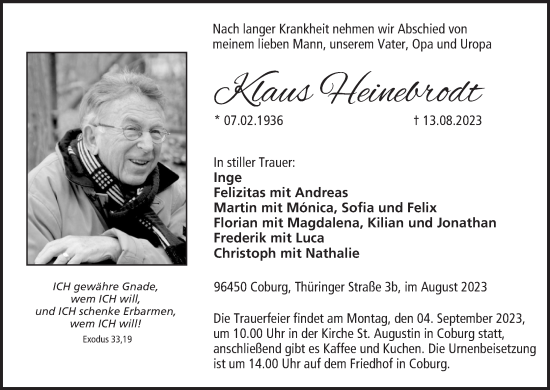 Anzeige von Klaus Heinebrodt von MGO