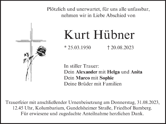 Anzeige von Kurt Hübner von MGO