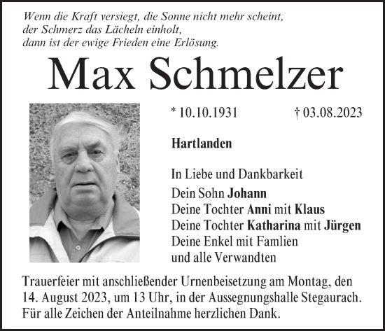 Anzeige von Max Schmelzer von MGO