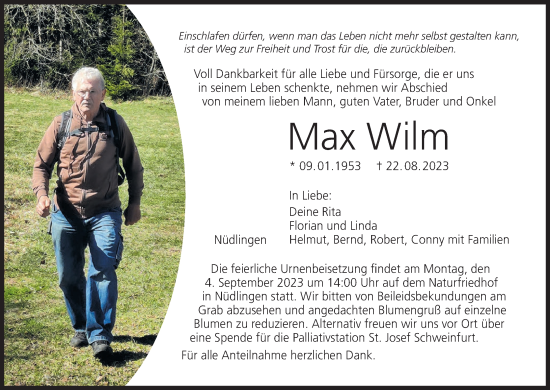 Anzeige von Max Wilm von MGO