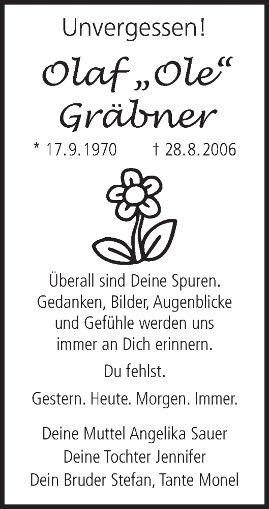 Anzeige von Olaf Gräbner von MGO