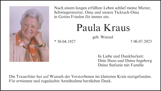 Anzeige von Paula Kraus von MGO