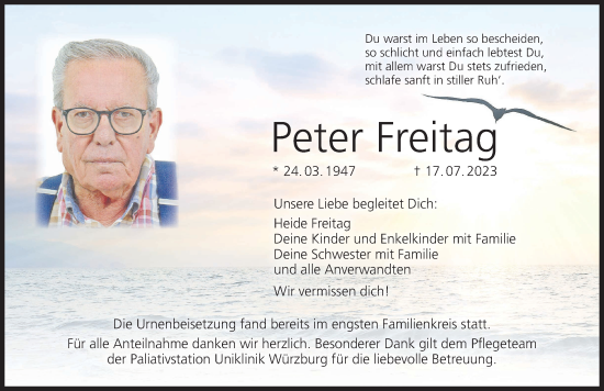 Anzeige von Peter Freitag von MGO