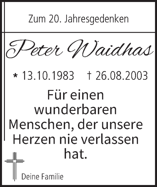 Anzeige von Peter Waidhas von MGO