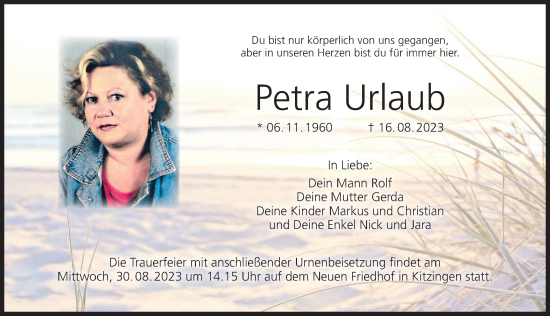 Anzeige von Petra Urlaub von MGO
