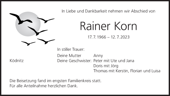 Anzeige von Rainer Korn von MGO