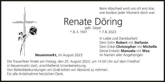 Anzeige von Renate Döring von MGO