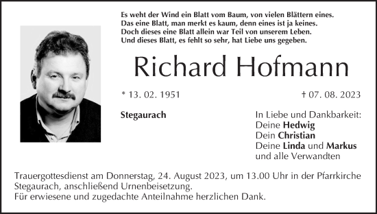 Anzeige von Richard Hofmann von MGO