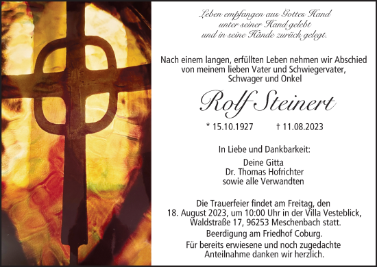 Anzeige von Rolf Steinert von MGO