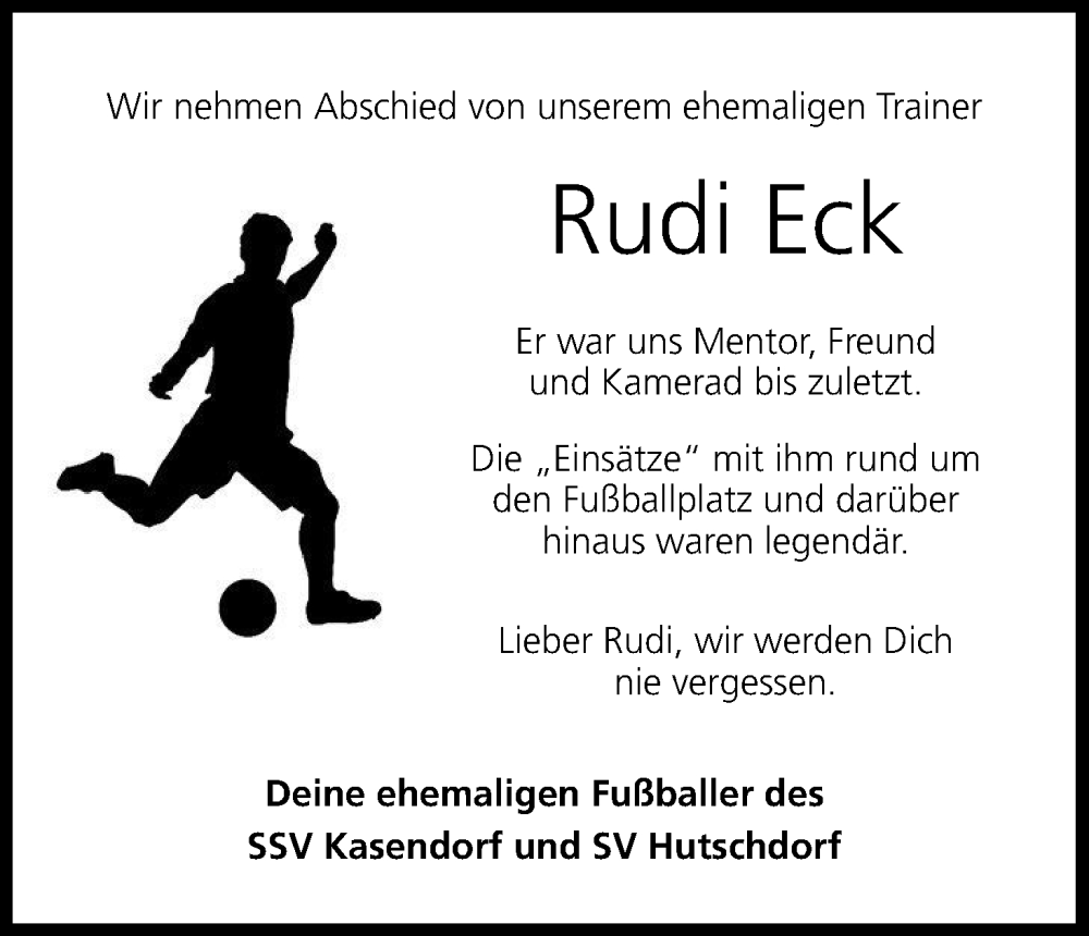  Traueranzeige für Rudi Eck vom 03.08.2023 aus MGO