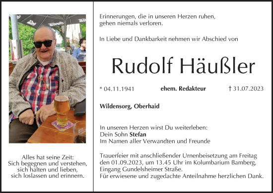 Anzeige von Rudolf Häußler von MGO