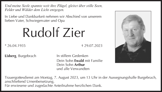 Anzeige von Rudolf Zier von MGO