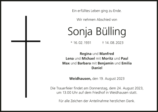Anzeige von Sonja Bülling von MGO