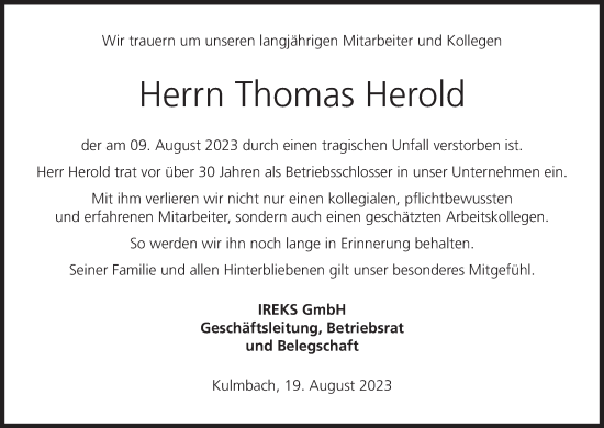 Anzeige von Thomas Herold von MGO