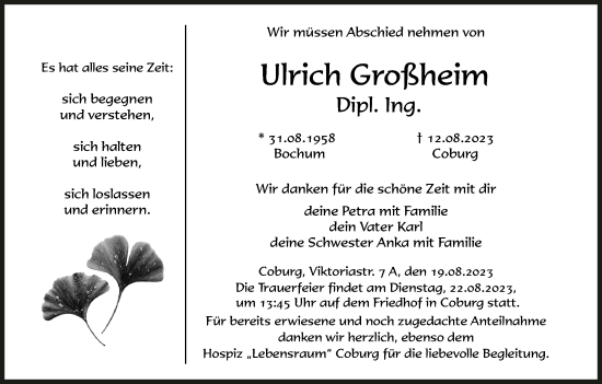 Anzeige von Ulrich Großheim von MGO