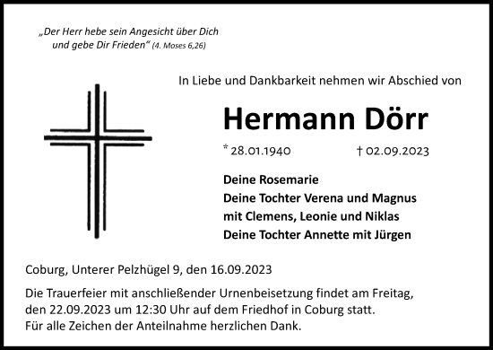 Anzeige von 02092023Hermann Dörr von MGO