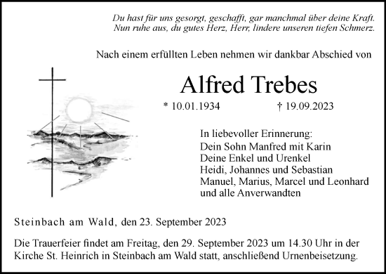 Anzeige von Alfred Trebes von MGO