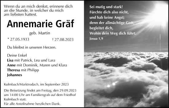 Anzeige von Annemarie Gräf von MGO
